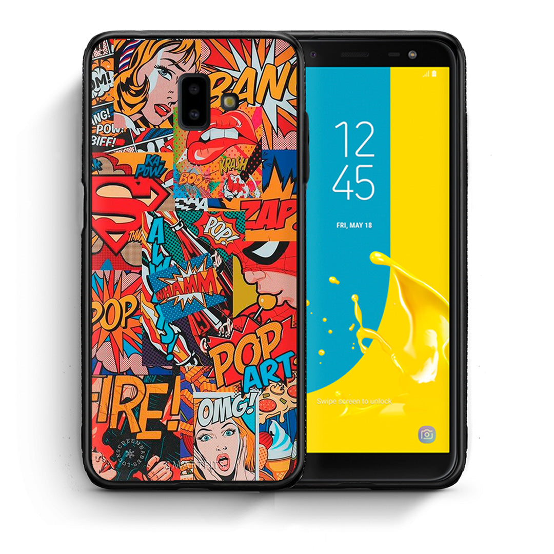 Θήκη Samsung J6+ PopArt OMG από τη Smartfits με σχέδιο στο πίσω μέρος και μαύρο περίβλημα | Samsung J6+ PopArt OMG case with colorful back and black bezels