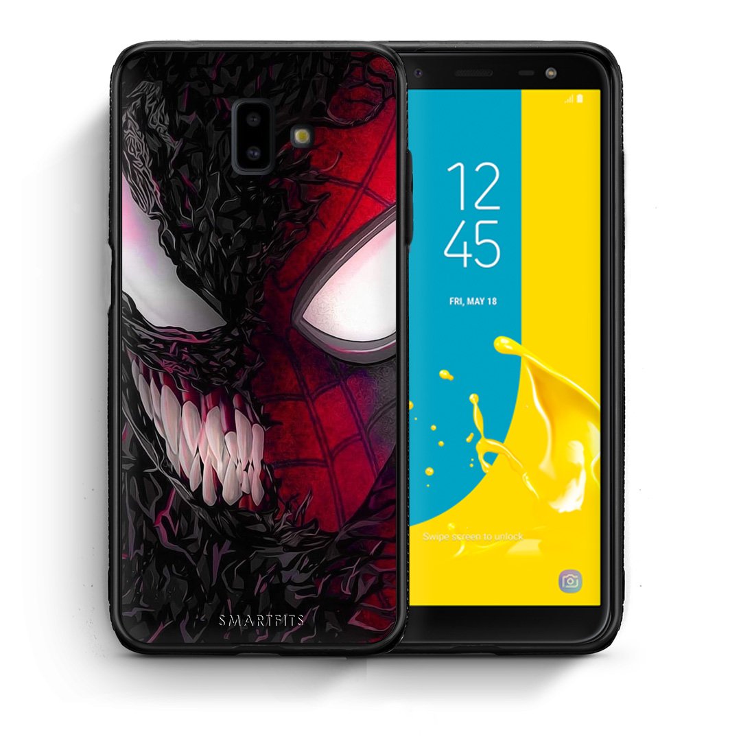 Θήκη Samsung J6+ SpiderVenom PopArt από τη Smartfits με σχέδιο στο πίσω μέρος και μαύρο περίβλημα | Samsung J6+ SpiderVenom PopArt case with colorful back and black bezels