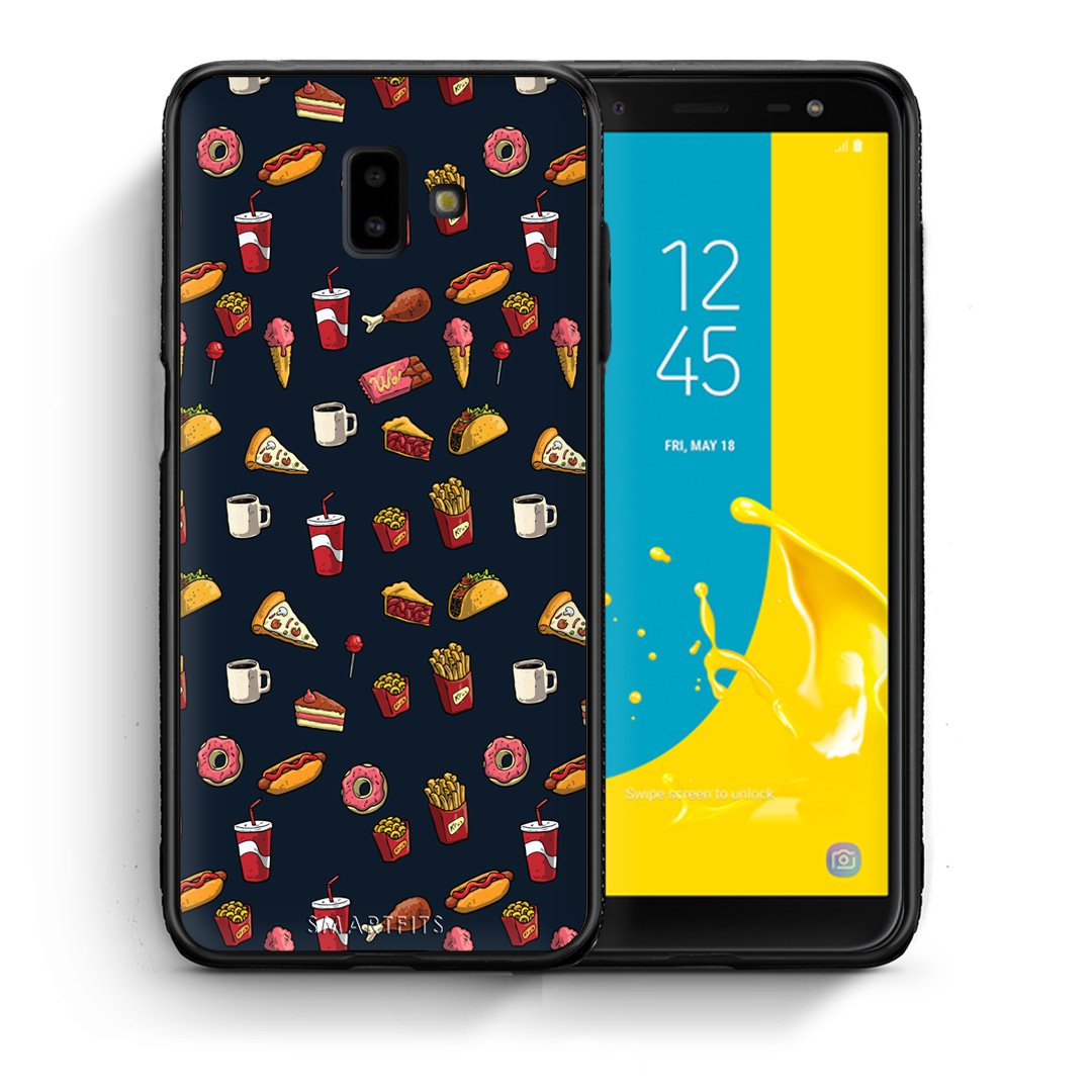 Θήκη Samsung J6+ Hungry Random από τη Smartfits με σχέδιο στο πίσω μέρος και μαύρο περίβλημα | Samsung J6+ Hungry Random case with colorful back and black bezels