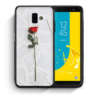 Thumbnail for Θήκη Samsung J6+ Red Rose από τη Smartfits με σχέδιο στο πίσω μέρος και μαύρο περίβλημα | Samsung J6+ Red Rose case with colorful back and black bezels