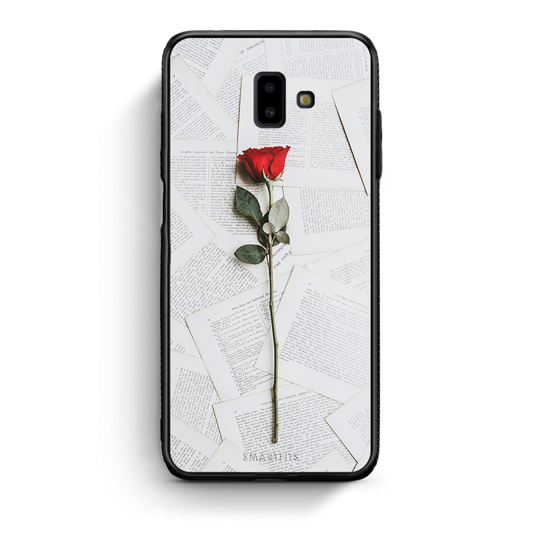 samsung J6+ Red Rose θήκη από τη Smartfits με σχέδιο στο πίσω μέρος και μαύρο περίβλημα | Smartphone case with colorful back and black bezels by Smartfits