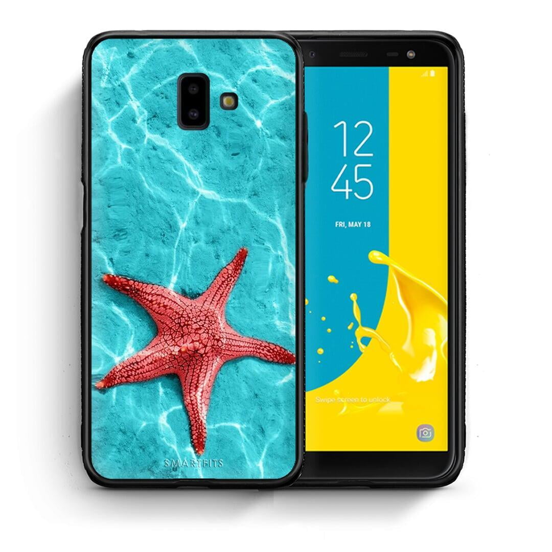 Θήκη Samsung J6+ Red Starfish από τη Smartfits με σχέδιο στο πίσω μέρος και μαύρο περίβλημα | Samsung J6+ Red Starfish case with colorful back and black bezels