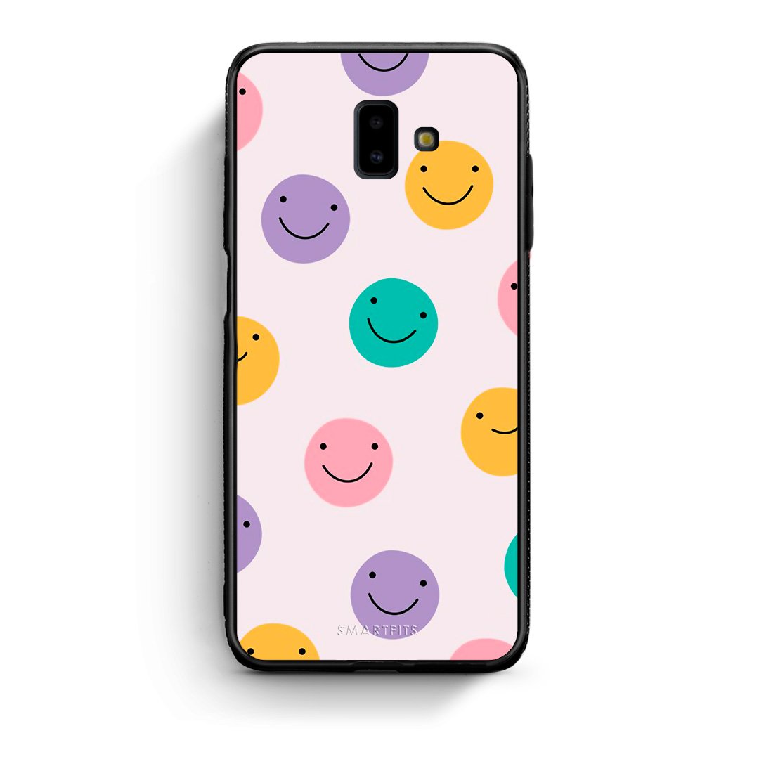 samsung J6+ Smiley Faces θήκη από τη Smartfits με σχέδιο στο πίσω μέρος και μαύρο περίβλημα | Smartphone case with colorful back and black bezels by Smartfits