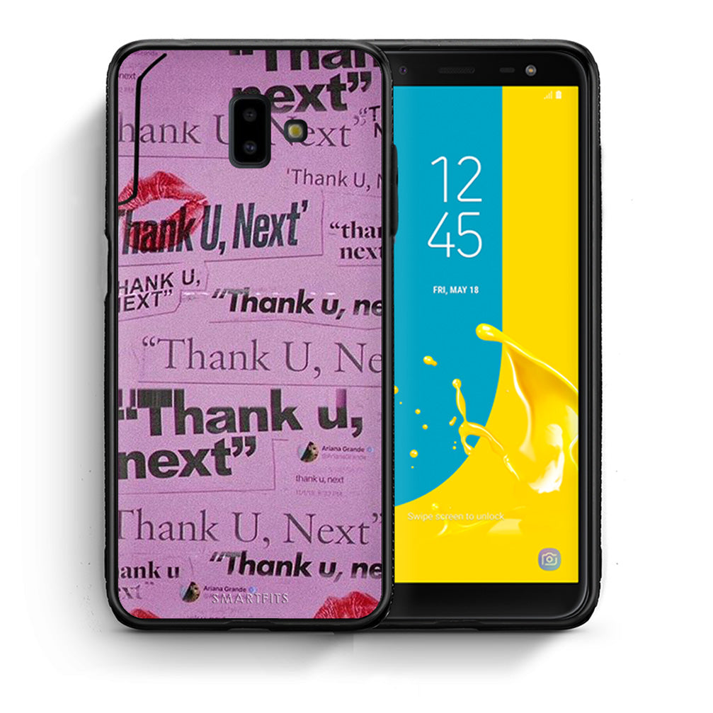 Θήκη Αγίου Βαλεντίνου Samsung J6+ Thank You Next από τη Smartfits με σχέδιο στο πίσω μέρος και μαύρο περίβλημα | Samsung J6+ Thank You Next case with colorful back and black bezels