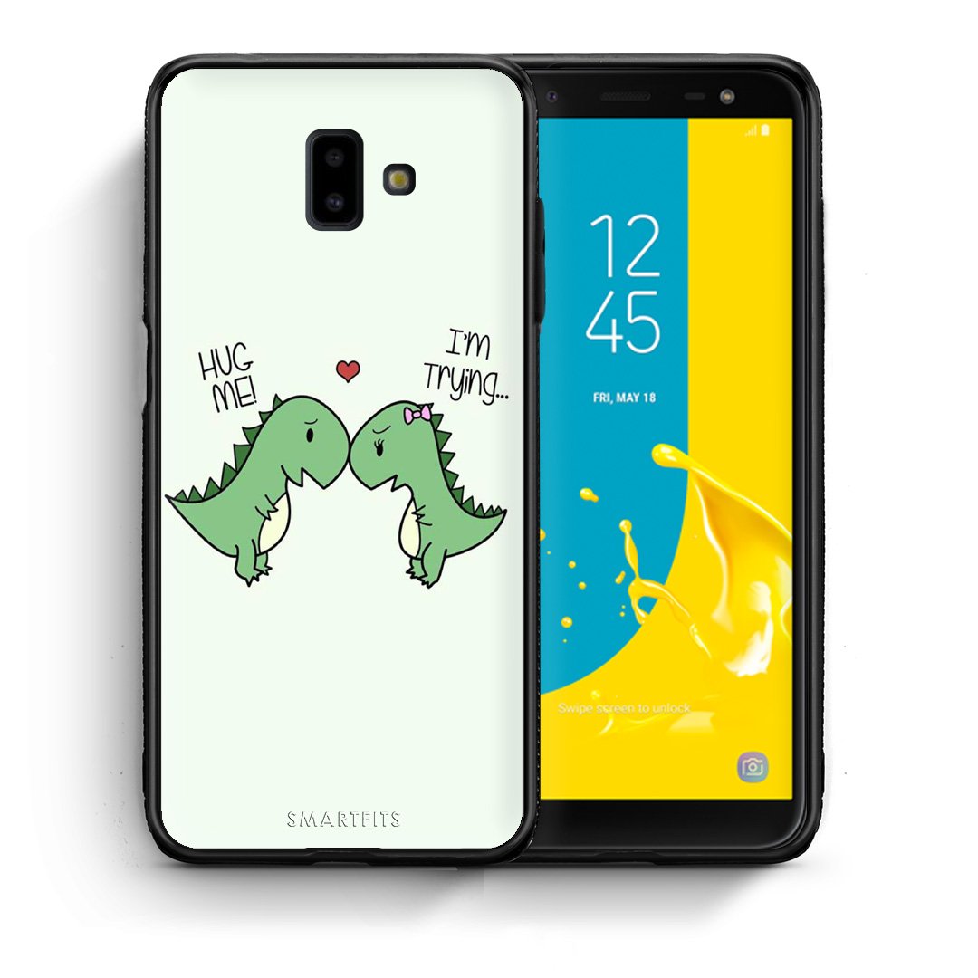 Θήκη Samsung J6+ Rex Valentine από τη Smartfits με σχέδιο στο πίσω μέρος και μαύρο περίβλημα | Samsung J6+ Rex Valentine case with colorful back and black bezels