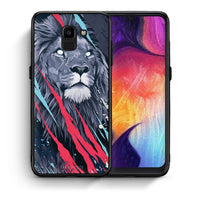 Thumbnail for Θήκη Samsung J6 Lion Designer PopArt από τη Smartfits με σχέδιο στο πίσω μέρος και μαύρο περίβλημα | Samsung J6 Lion Designer PopArt case with colorful back and black bezels