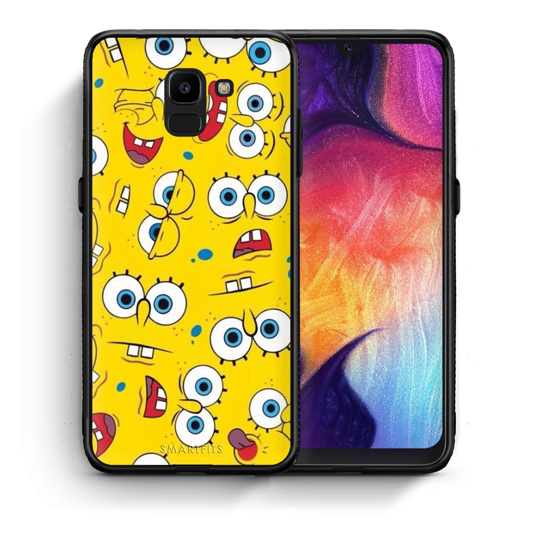 Θήκη Samsung J6 Sponge PopArt από τη Smartfits με σχέδιο στο πίσω μέρος και μαύρο περίβλημα | Samsung J6 Sponge PopArt case with colorful back and black bezels