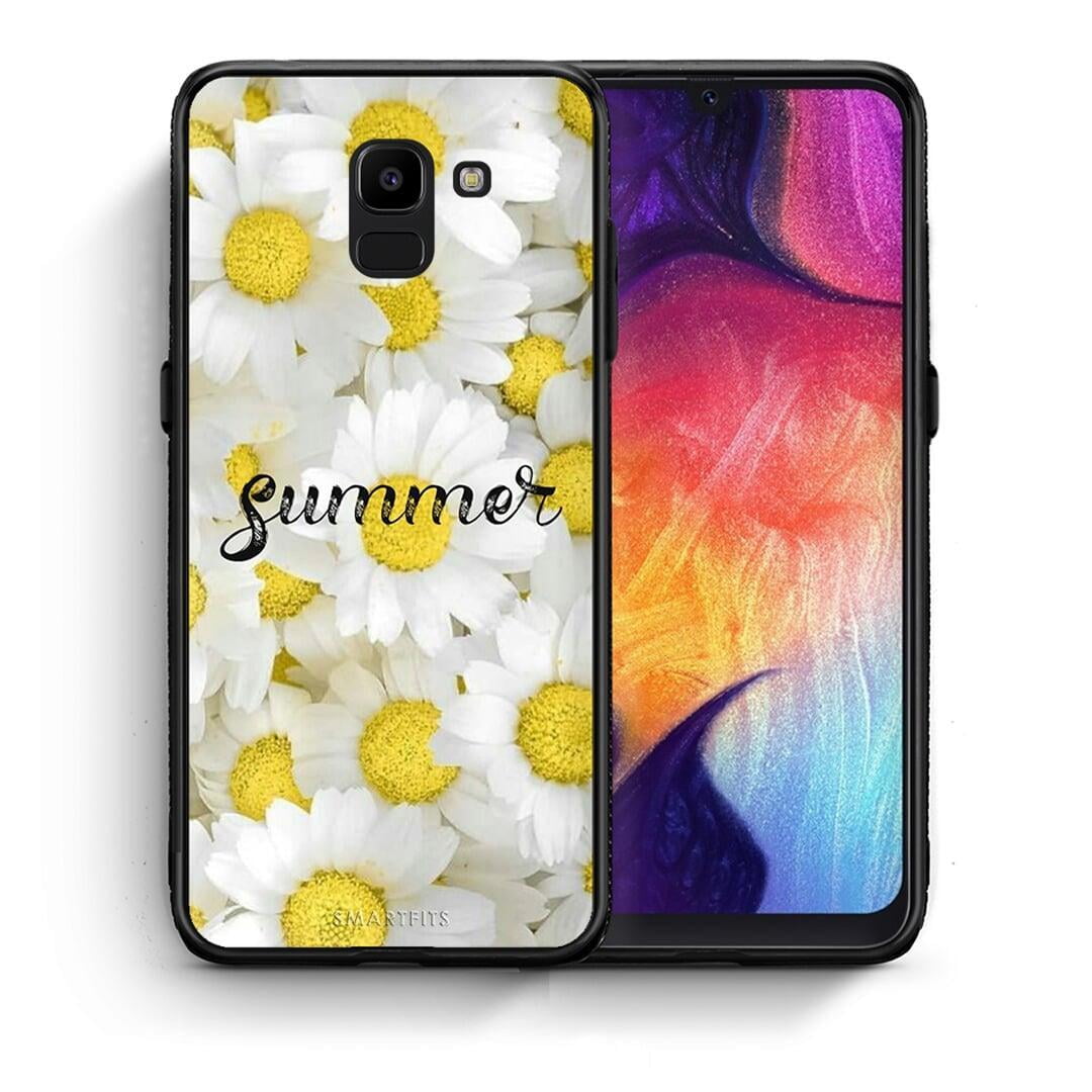 Θήκη Samsung J6 Summer Daisies από τη Smartfits με σχέδιο στο πίσω μέρος και μαύρο περίβλημα | Samsung J6 Summer Daisies case with colorful back and black bezels