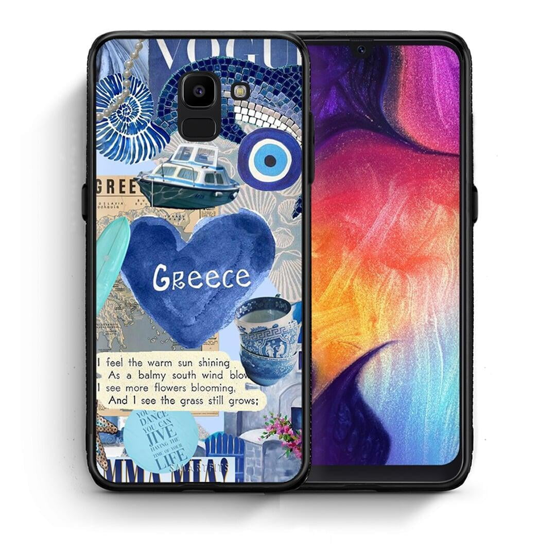 Θήκη Samsung J6 Summer In Greece από τη Smartfits με σχέδιο στο πίσω μέρος και μαύρο περίβλημα | Samsung J6 Summer In Greece case with colorful back and black bezels