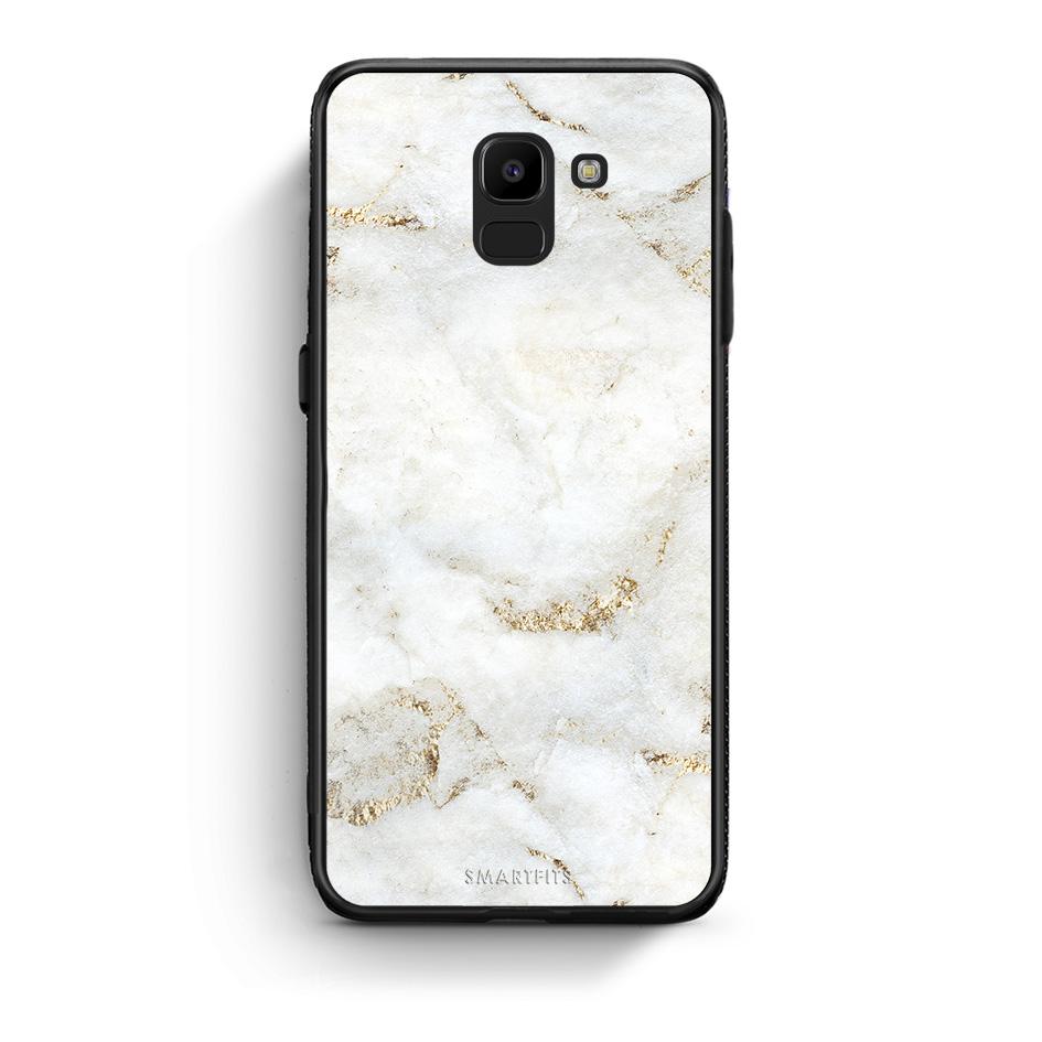 samsung J6 White Gold Marble θήκη από τη Smartfits με σχέδιο στο πίσω μέρος και μαύρο περίβλημα | Smartphone case with colorful back and black bezels by Smartfits