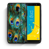 Thumbnail for Θήκη Samsung J6+ Real Peacock Feathers από τη Smartfits με σχέδιο στο πίσω μέρος και μαύρο περίβλημα | Samsung J6+ Real Peacock Feathers case with colorful back and black bezels