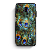 Thumbnail for samsung J6+ Real Peacock Feathers θήκη από τη Smartfits με σχέδιο στο πίσω μέρος και μαύρο περίβλημα | Smartphone case with colorful back and black bezels by Smartfits