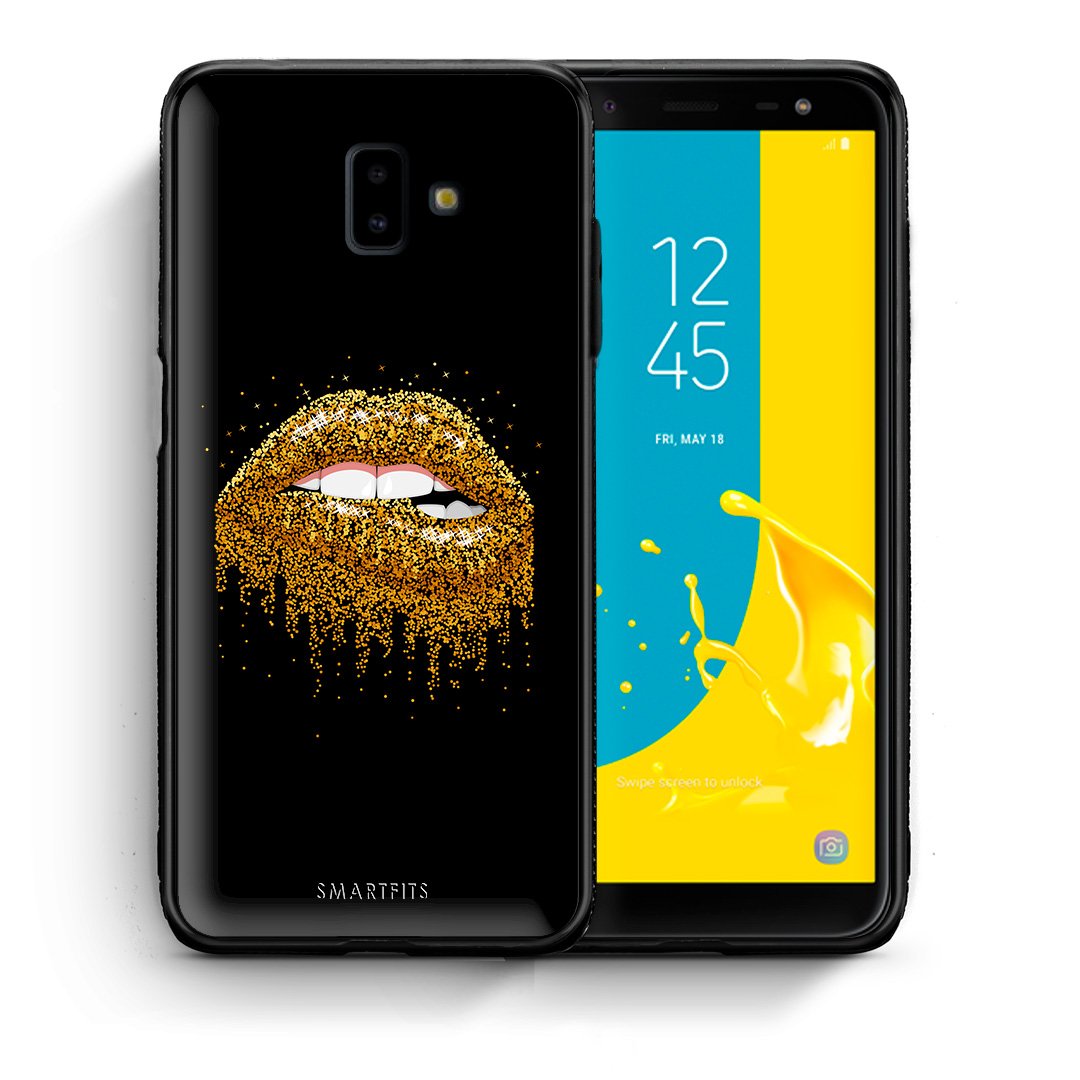 Θήκη Samsung J6+ Golden Valentine από τη Smartfits με σχέδιο στο πίσω μέρος και μαύρο περίβλημα | Samsung J6+ Golden Valentine case with colorful back and black bezels