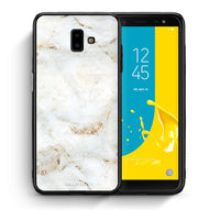 Thumbnail for Θήκη Samsung J6+ White Gold Marble από τη Smartfits με σχέδιο στο πίσω μέρος και μαύρο περίβλημα | Samsung J6+ White Gold Marble case with colorful back and black bezels