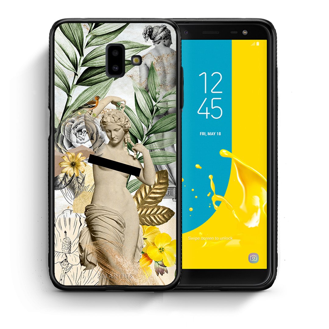 Θήκη Samsung J6+ Woman Statue από τη Smartfits με σχέδιο στο πίσω μέρος και μαύρο περίβλημα | Samsung J6+ Woman Statue case with colorful back and black bezels