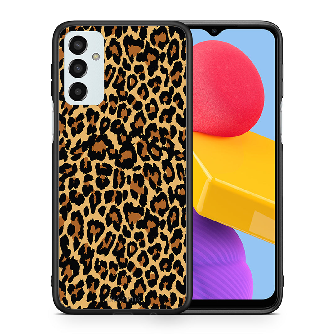 Θήκη Samsung M13 Leopard Animal από τη Smartfits με σχέδιο στο πίσω μέρος και μαύρο περίβλημα | Samsung M13 Leopard Animal case with colorful back and black bezels