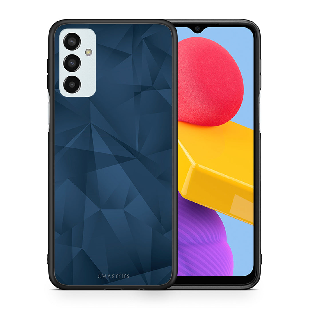 Θήκη Samsung M13 Blue Abstract Geometric από τη Smartfits με σχέδιο στο πίσω μέρος και μαύρο περίβλημα | Samsung M13 Blue Abstract Geometric case with colorful back and black bezels