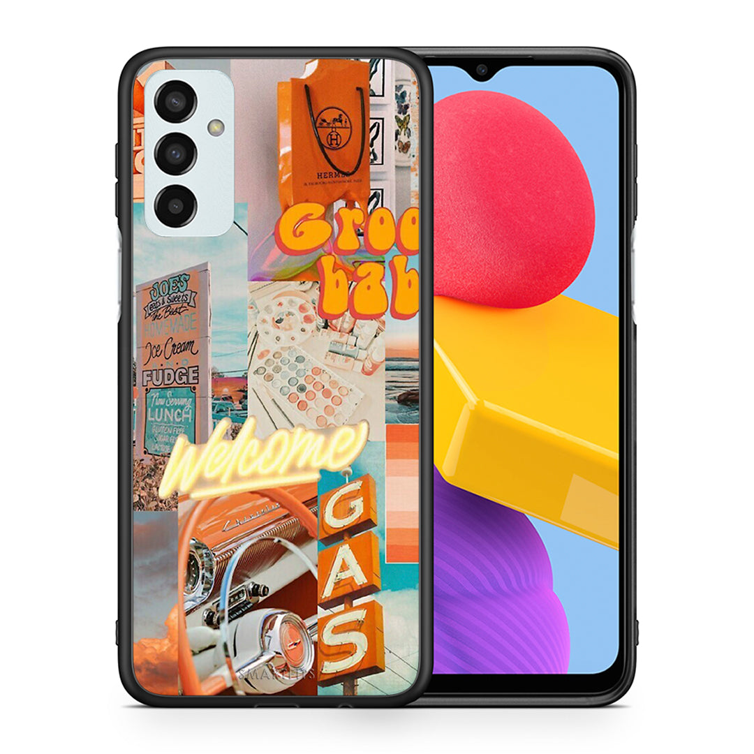 Θήκη Αγίου Βαλεντίνου Samsung M13 Groovy Babe από τη Smartfits με σχέδιο στο πίσω μέρος και μαύρο περίβλημα | Samsung M13 Groovy Babe case with colorful back and black bezels