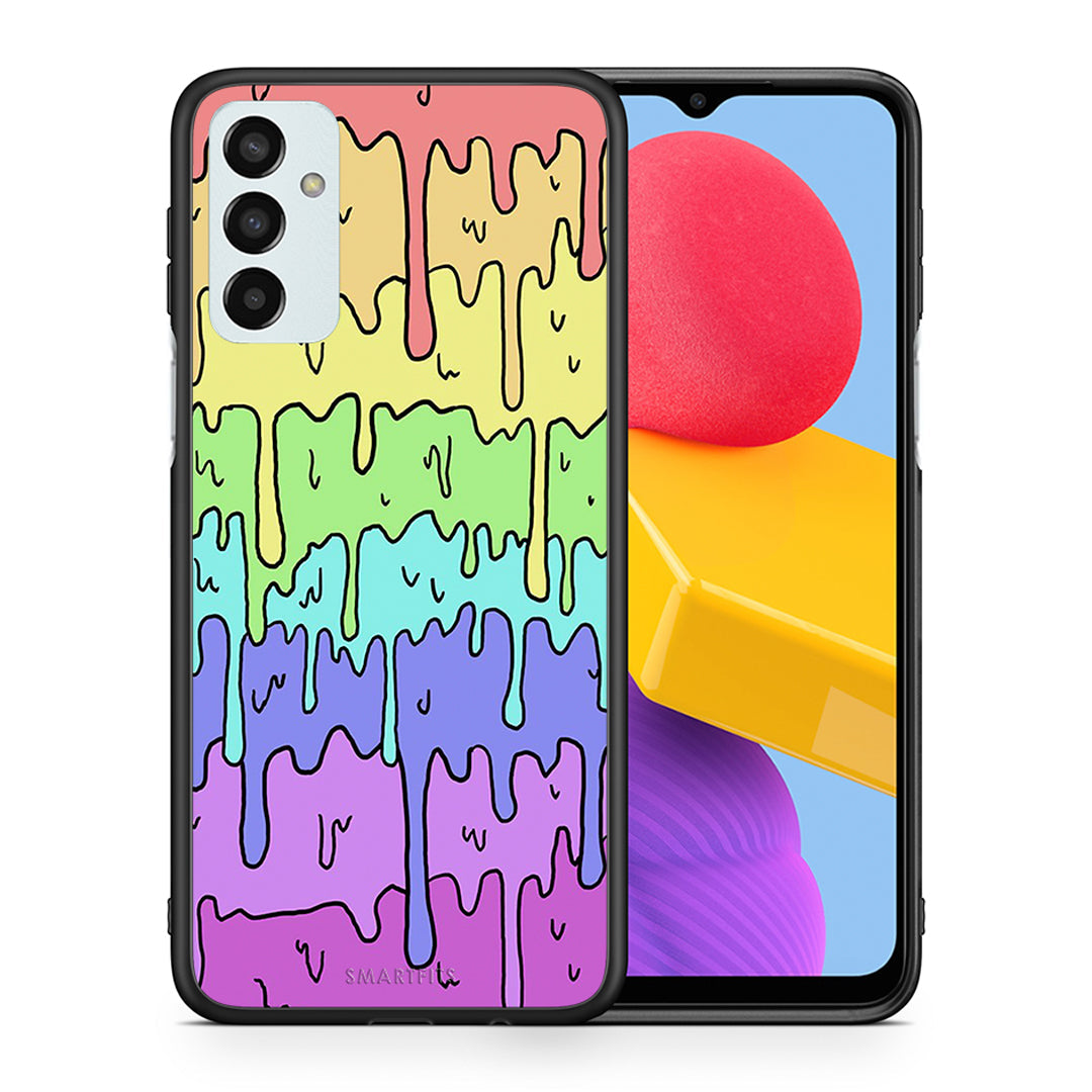 Θήκη Samsung M13 Melting Rainbow από τη Smartfits με σχέδιο στο πίσω μέρος και μαύρο περίβλημα | Samsung M13 Melting Rainbow case with colorful back and black bezels