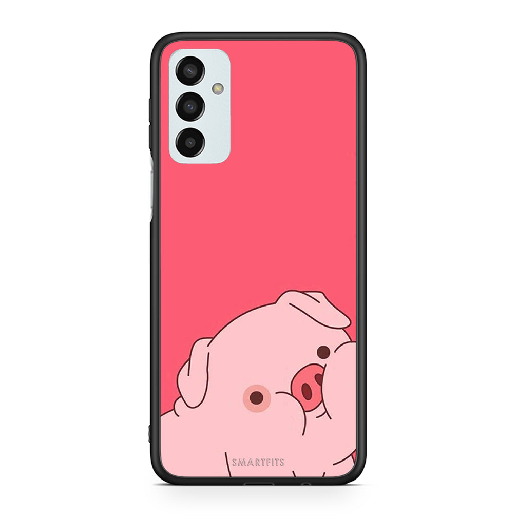 Samsung M13 Pig Love 1 Θήκη Αγίου Βαλεντίνου από τη Smartfits με σχέδιο στο πίσω μέρος και μαύρο περίβλημα | Smartphone case with colorful back and black bezels by Smartfits