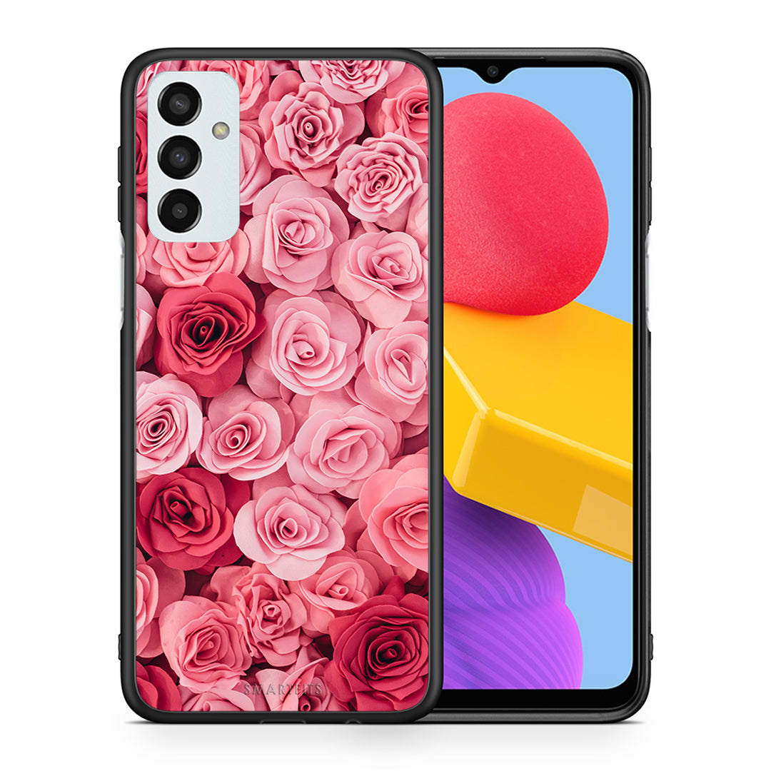 Θήκη Samsung M13 RoseGarden Valentine από τη Smartfits με σχέδιο στο πίσω μέρος και μαύρο περίβλημα | Samsung M13 RoseGarden Valentine case with colorful back and black bezels