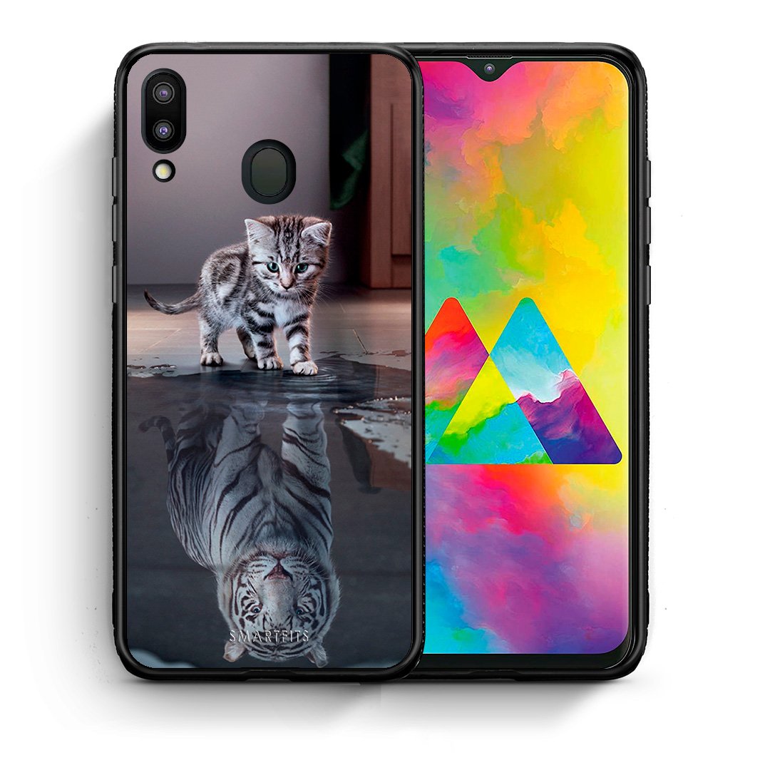 Θήκη Samsung M20 Tiger Cute από τη Smartfits με σχέδιο στο πίσω μέρος και μαύρο περίβλημα | Samsung M20 Tiger Cute case with colorful back and black bezels