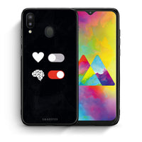 Thumbnail for Θήκη Αγίου Βαλεντίνου Samsung M20 Heart Vs Brain από τη Smartfits με σχέδιο στο πίσω μέρος και μαύρο περίβλημα | Samsung M20 Heart Vs Brain case with colorful back and black bezels
