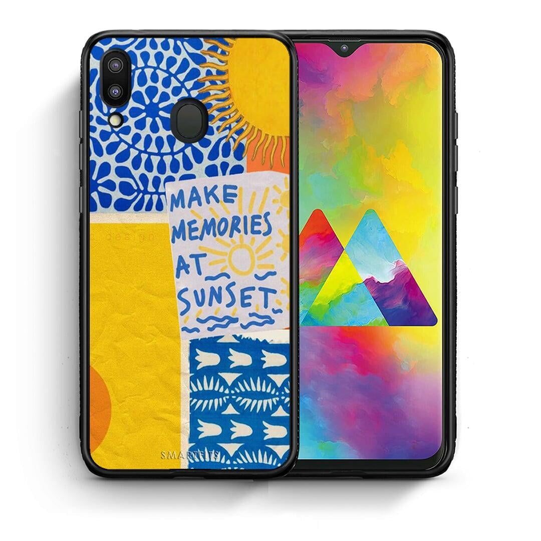 Θήκη Samsung M20 Sunset Memories από τη Smartfits με σχέδιο στο πίσω μέρος και μαύρο περίβλημα | Samsung M20 Sunset Memories case with colorful back and black bezels
