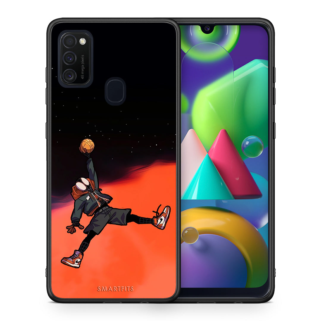 Θήκη Samsung M21/M31 Basketball Hero από τη Smartfits με σχέδιο στο πίσω μέρος και μαύρο περίβλημα | Samsung M21/M31 Basketball Hero case with colorful back and black bezels