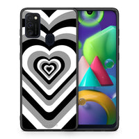 Thumbnail for Θήκη Samsung M21/M31 Black Hearts από τη Smartfits με σχέδιο στο πίσω μέρος και μαύρο περίβλημα | Samsung M21/M31 Black Hearts case with colorful back and black bezels