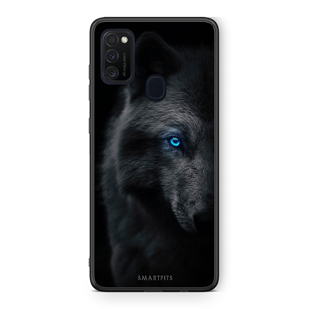 Samsung M21/M31 Dark Wolf θήκη από τη Smartfits με σχέδιο στο πίσω μέρος και μαύρο περίβλημα | Smartphone case with colorful back and black bezels by Smartfits