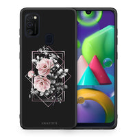 Thumbnail for Θήκη Samsung M21/M31 Frame Flower από τη Smartfits με σχέδιο στο πίσω μέρος και μαύρο περίβλημα | Samsung M21/M31 Frame Flower case with colorful back and black bezels