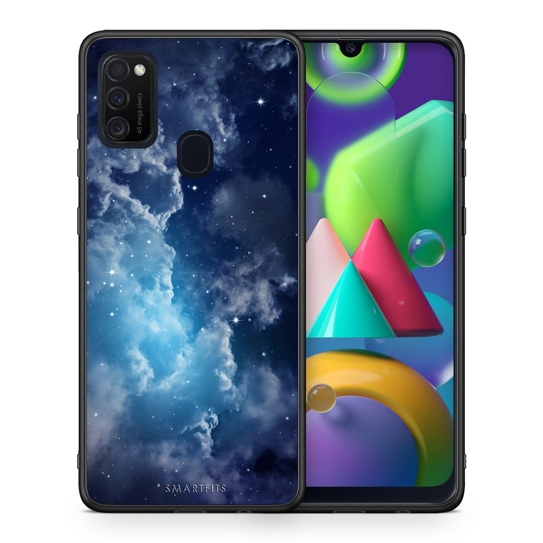 Θήκη Samsung M21/M31 Blue Sky Galaxy από τη Smartfits με σχέδιο στο πίσω μέρος και μαύρο περίβλημα | Samsung M21/M31 Blue Sky Galaxy case with colorful back and black bezels