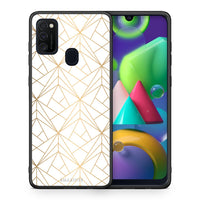 Thumbnail for Θήκη Samsung M21/M31 Luxury White Geometric από τη Smartfits με σχέδιο στο πίσω μέρος και μαύρο περίβλημα | Samsung M21/M31 Luxury White Geometric case with colorful back and black bezels