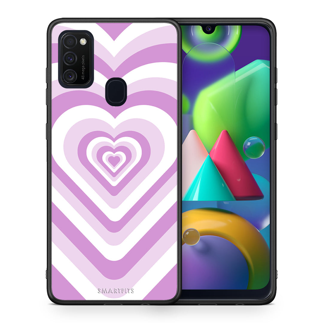 Θήκη Samsung M21/M31 Lilac Hearts από τη Smartfits με σχέδιο στο πίσω μέρος και μαύρο περίβλημα | Samsung M21/M31 Lilac Hearts case with colorful back and black bezels