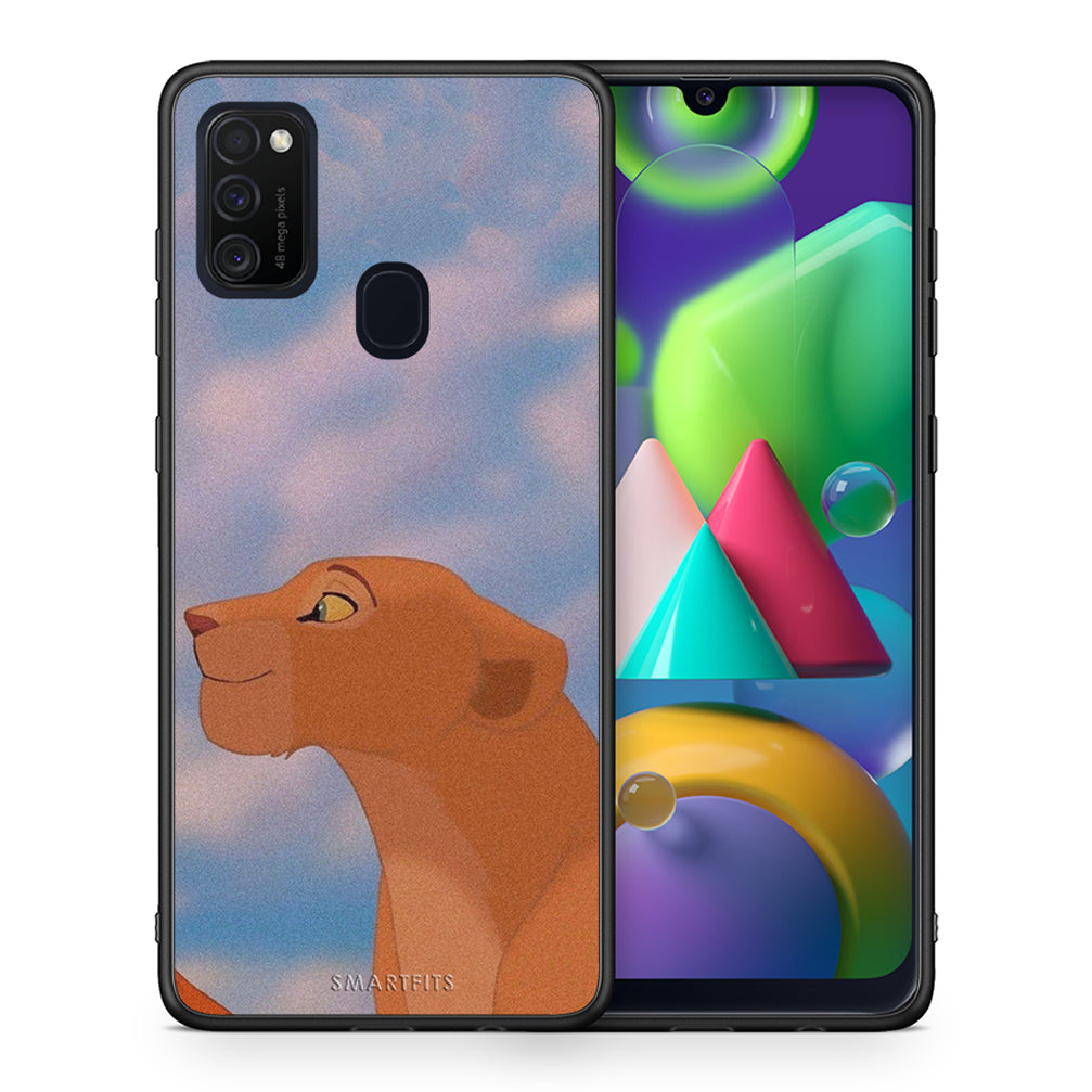 Θήκη Αγίου Βαλεντίνου Samsung M21 / M31 Lion Love 2 από τη Smartfits με σχέδιο στο πίσω μέρος και μαύρο περίβλημα | Samsung M21 / M31 Lion Love 2 case with colorful back and black bezels