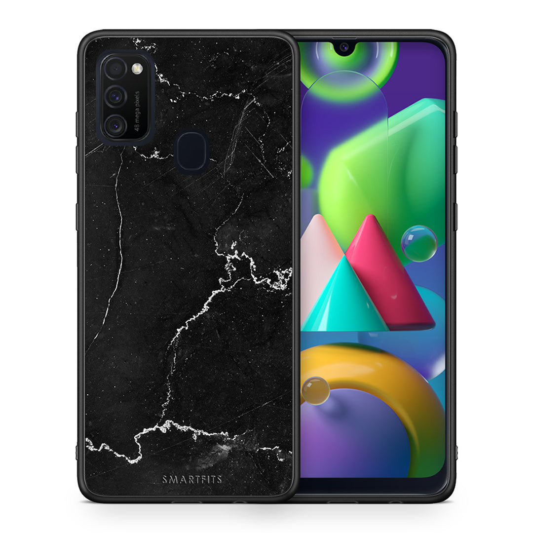 Θήκη Samsung M21/M31 Marble Black από τη Smartfits με σχέδιο στο πίσω μέρος και μαύρο περίβλημα | Samsung M21/M31 Marble Black case with colorful back and black bezels