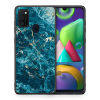 Thumbnail for Θήκη Samsung M21/M31 Marble Blue από τη Smartfits με σχέδιο στο πίσω μέρος και μαύρο περίβλημα | Samsung M21/M31 Marble Blue case with colorful back and black bezels