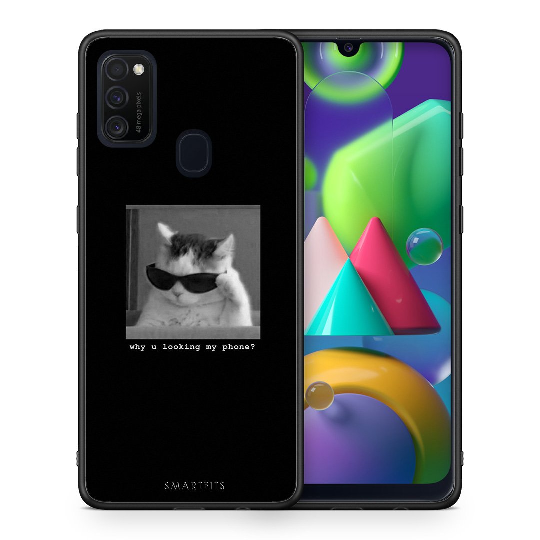 Θήκη Samsung M21/M31 Meme Cat από τη Smartfits με σχέδιο στο πίσω μέρος και μαύρο περίβλημα | Samsung M21/M31 Meme Cat case with colorful back and black bezels