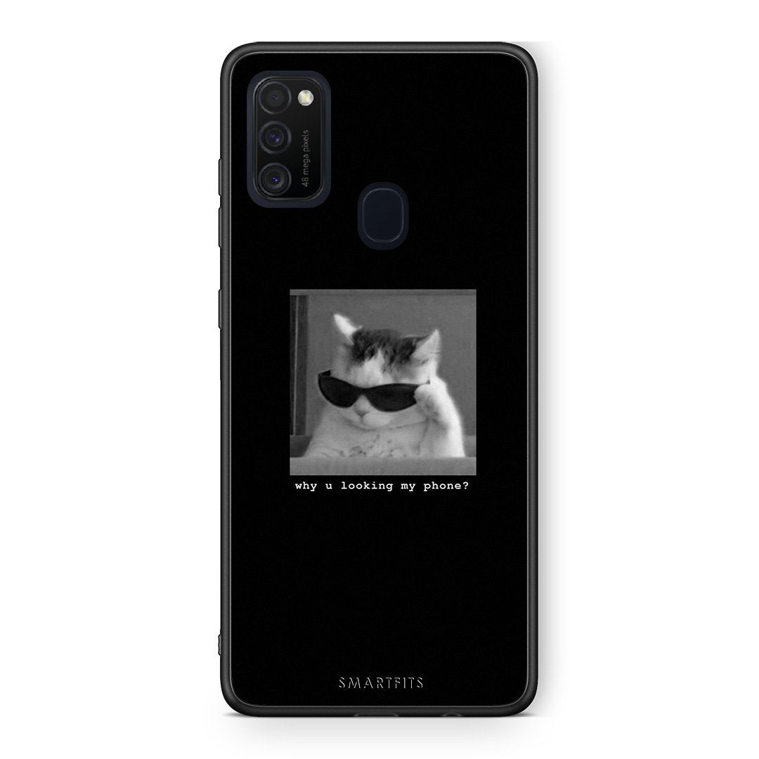 Samsung M21/M31 Meme Cat θήκη από τη Smartfits με σχέδιο στο πίσω μέρος και μαύρο περίβλημα | Smartphone case with colorful back and black bezels by Smartfits