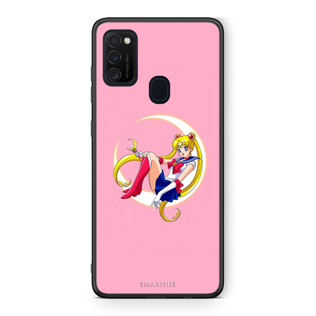 Samsung M21/M31 Moon Girl θήκη από τη Smartfits με σχέδιο στο πίσω μέρος και μαύρο περίβλημα | Smartphone case with colorful back and black bezels by Smartfits