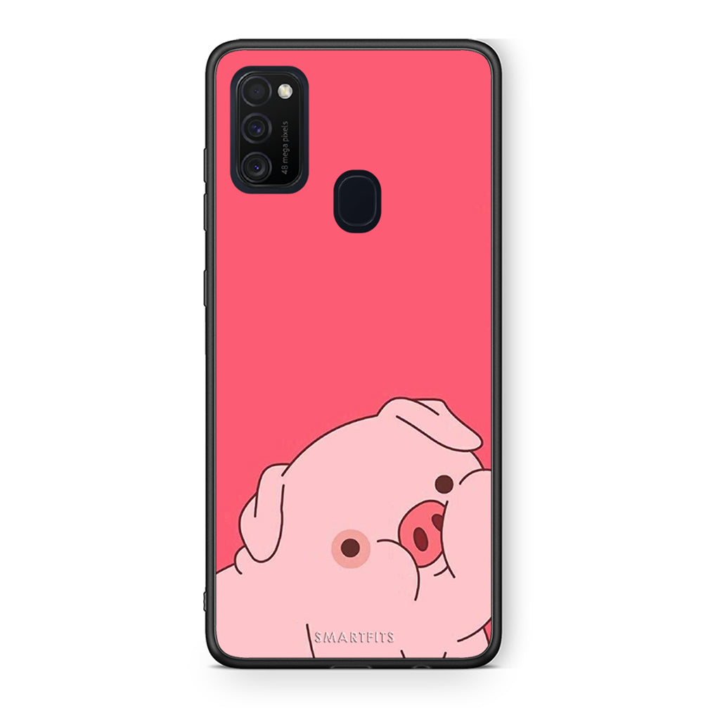 Samsung M21 / M31 Pig Love 1 Θήκη Αγίου Βαλεντίνου από τη Smartfits με σχέδιο στο πίσω μέρος και μαύρο περίβλημα | Smartphone case with colorful back and black bezels by Smartfits