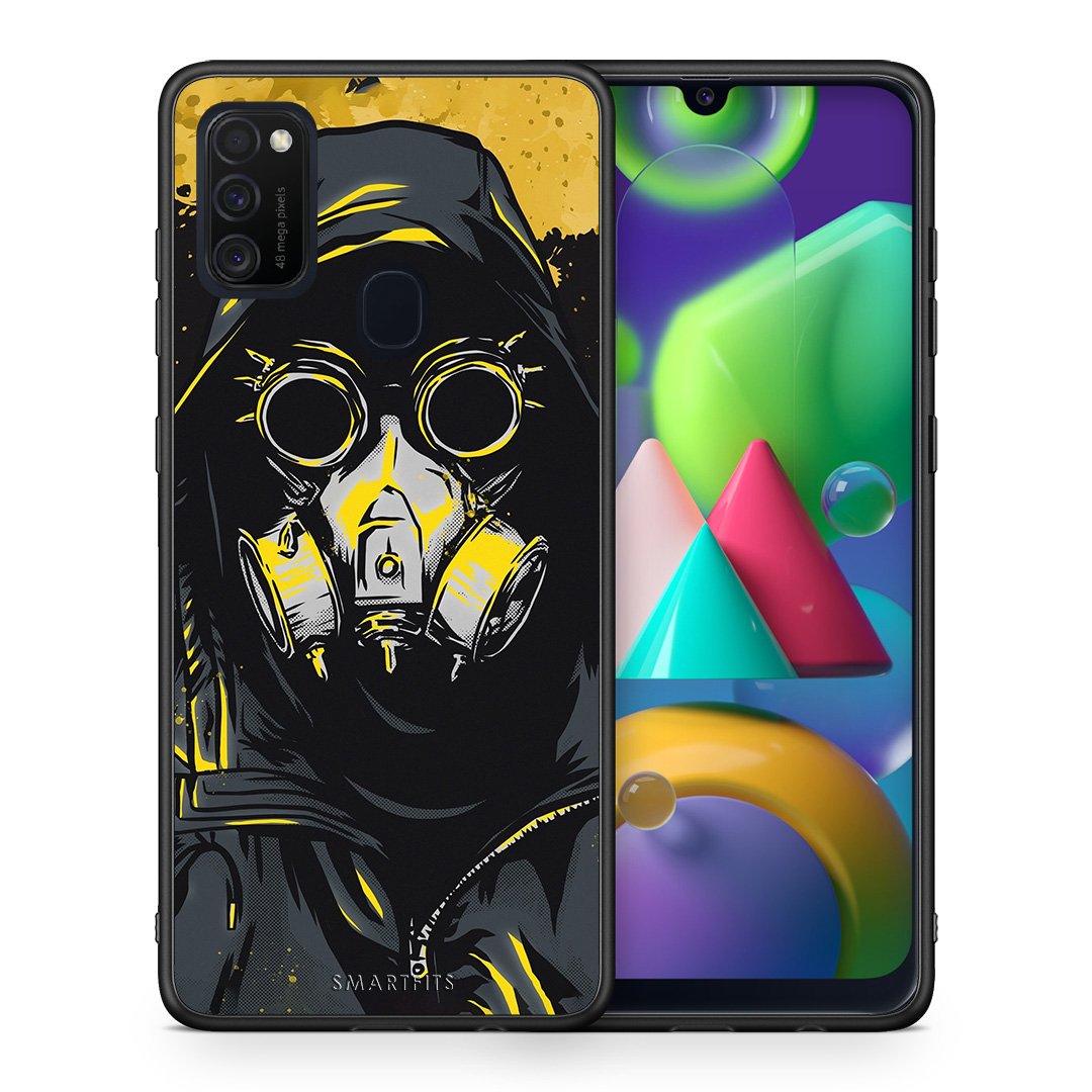 Θήκη Samsung M21/M31 Mask PopArt από τη Smartfits με σχέδιο στο πίσω μέρος και μαύρο περίβλημα | Samsung M21/M31 Mask PopArt case with colorful back and black bezels