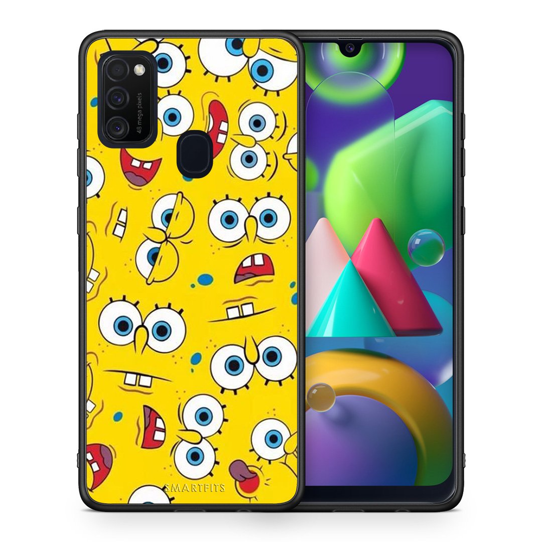 Θήκη Samsung M21/M31 Sponge PopArt από τη Smartfits με σχέδιο στο πίσω μέρος και μαύρο περίβλημα | Samsung M21/M31 Sponge PopArt case with colorful back and black bezels