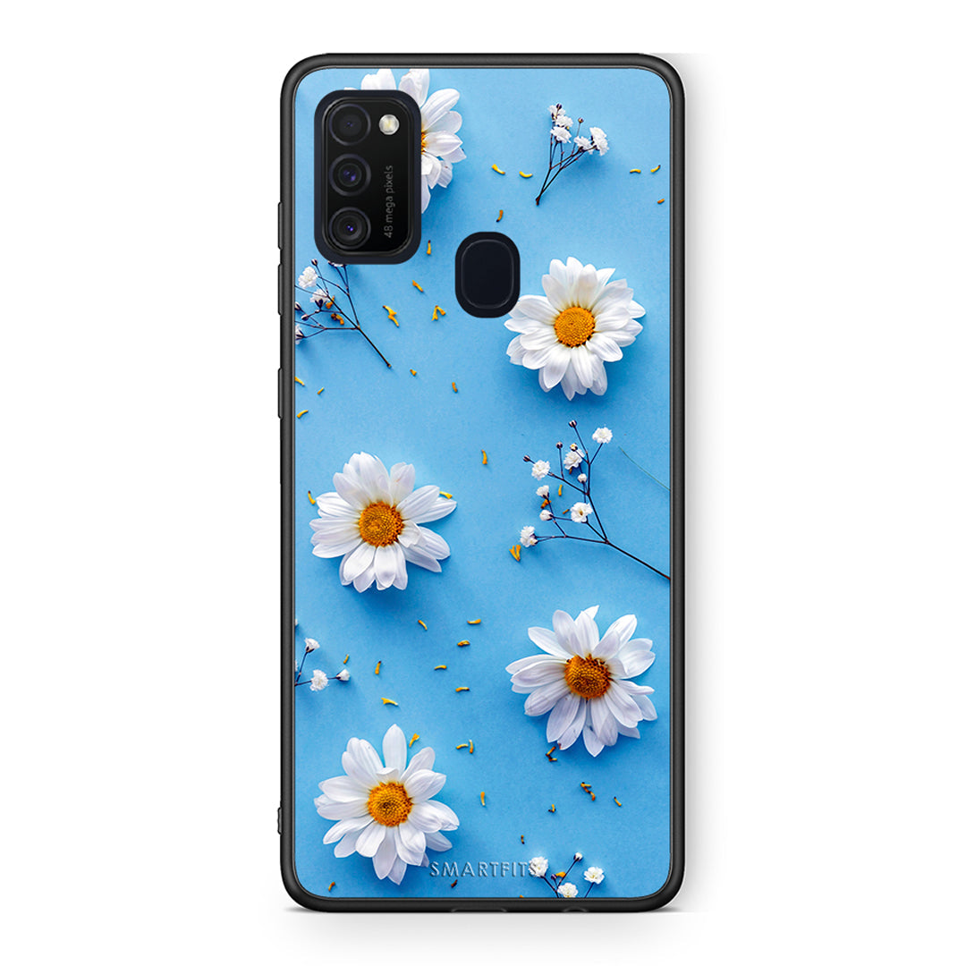 Samsung M21/M31 Real Daisies θήκη από τη Smartfits με σχέδιο στο πίσω μέρος και μαύρο περίβλημα | Smartphone case with colorful back and black bezels by Smartfits