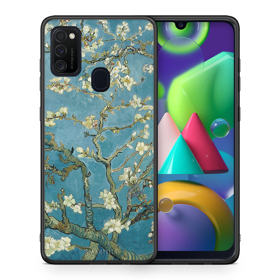Θήκη Samsung M21/M31 White Blossoms από τη Smartfits με σχέδιο στο πίσω μέρος και μαύρο περίβλημα | Samsung M21/M31 White Blossoms case with colorful back and black bezels