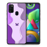 Thumbnail for Θήκη Αγίου Βαλεντίνου Samsung M21 / M31 Purple Mariposa από τη Smartfits με σχέδιο στο πίσω μέρος και μαύρο περίβλημα | Samsung M21 / M31 Purple Mariposa case with colorful back and black bezels
