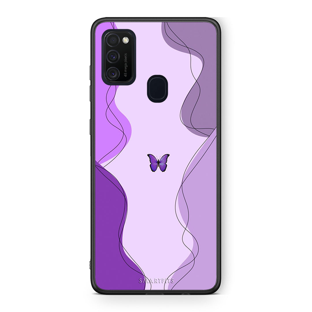 Samsung M21 / M31 Purple Mariposa Θήκη Αγίου Βαλεντίνου από τη Smartfits με σχέδιο στο πίσω μέρος και μαύρο περίβλημα | Smartphone case with colorful back and black bezels by Smartfits