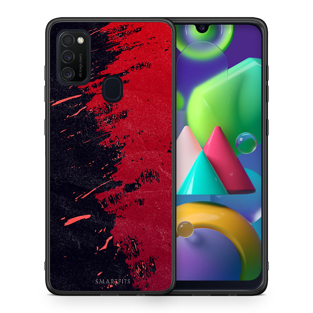 Θήκη Αγίου Βαλεντίνου Samsung M21 / M31 Red Paint από τη Smartfits με σχέδιο στο πίσω μέρος και μαύρο περίβλημα | Samsung M21 / M31 Red Paint case with colorful back and black bezels