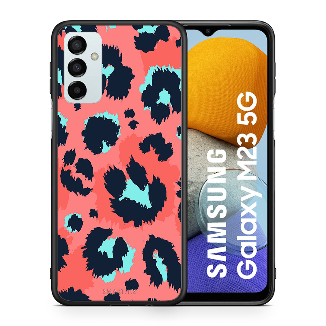 Θήκη Samsung M23 Pink Leopard Animal από τη Smartfits με σχέδιο στο πίσω μέρος και μαύρο περίβλημα | Samsung M23 Pink Leopard Animal case with colorful back and black bezels